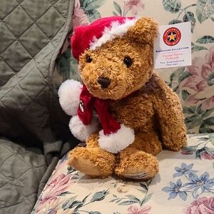 Christmas Teddy Bear with Santa Hat and Scarf